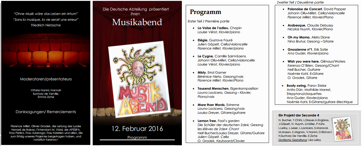 Programm Musikabend 2016